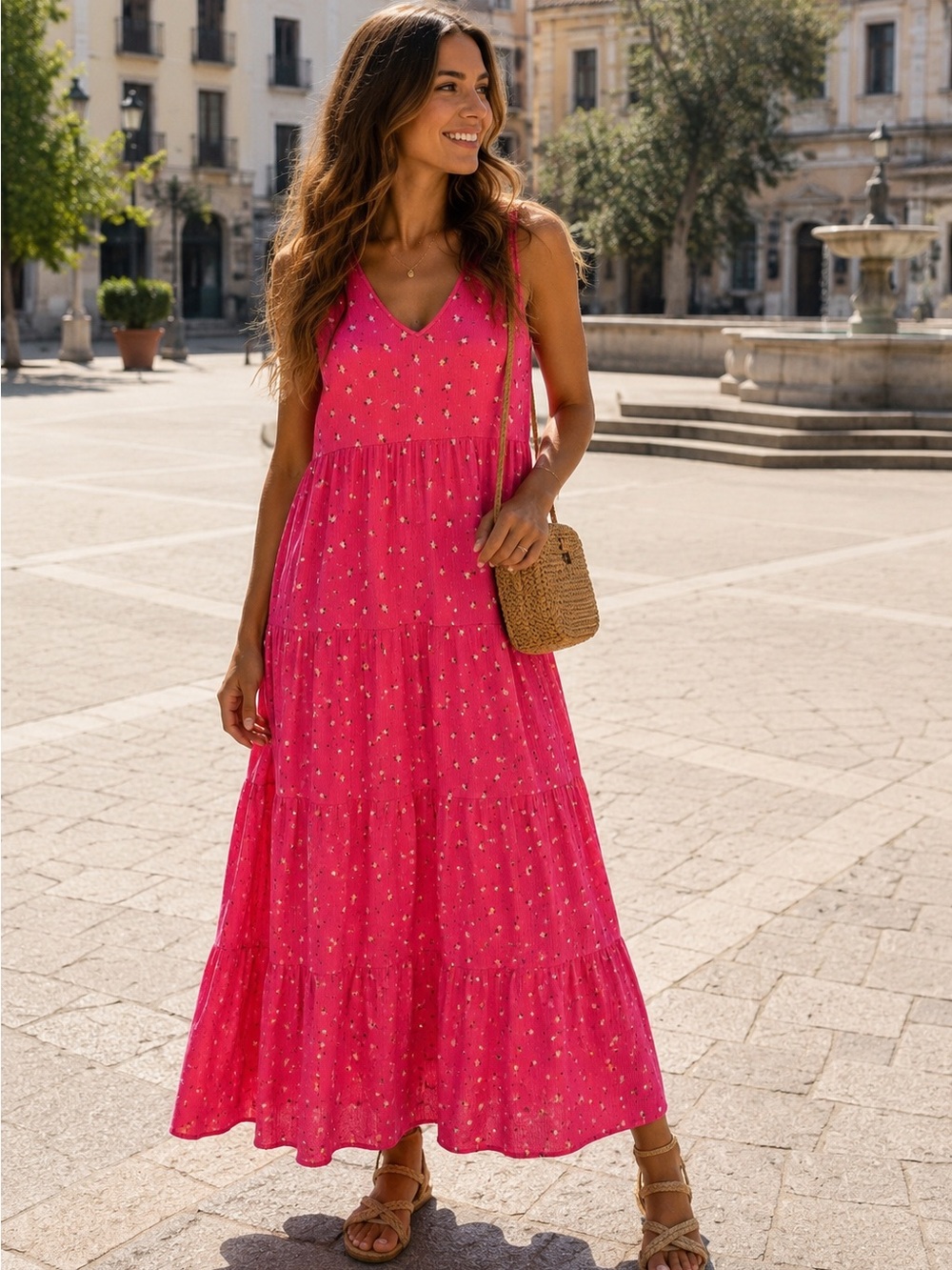 💃🏼 Jessica Simpson Pink Floral Maxi Dress